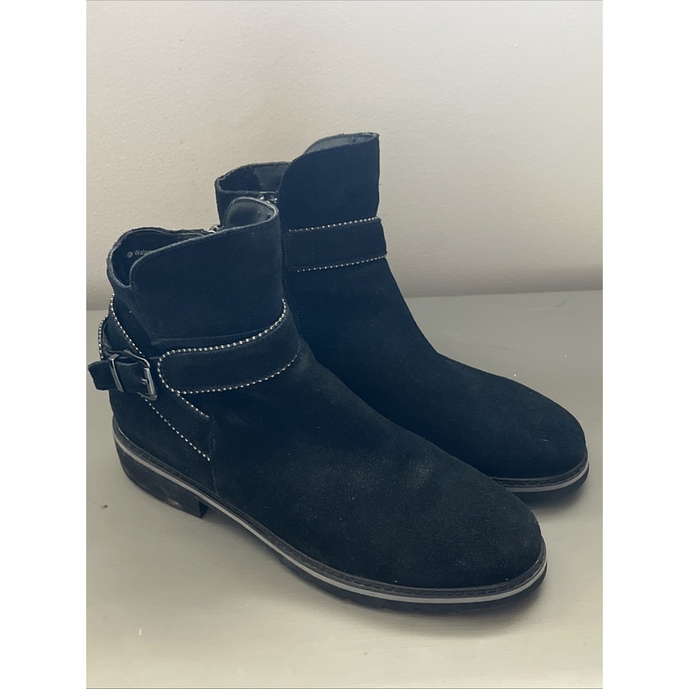 Blondo Waterproof Vital Black Suede Ankle Boot Booties Liam Womens 9M Side Zip